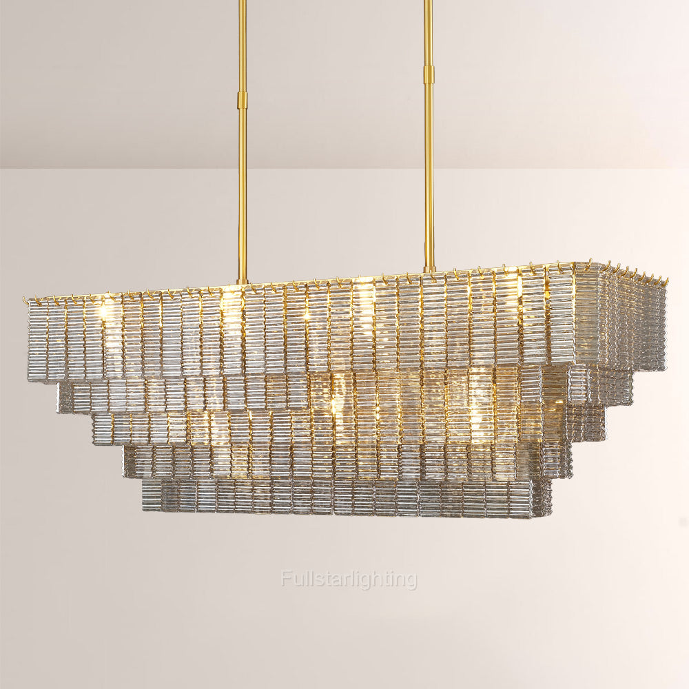 Chan Smoke Rectangle Chandelier 59"