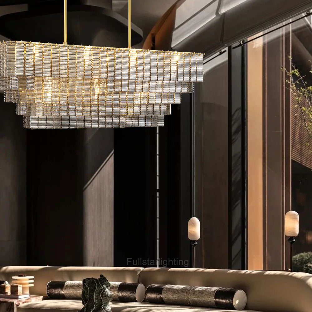Chan Smoke Rectangle Chandelier 59"