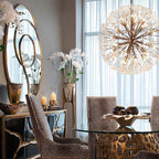 Spherical Thirty-Light Stone Quartz Chandelier
