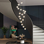 Spiral Pineapple Multi Glass Ball Staircase Chandelier