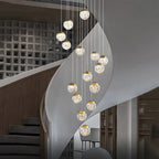 Spiral Pineapple Multi Glass Ball Staircase Chandelier