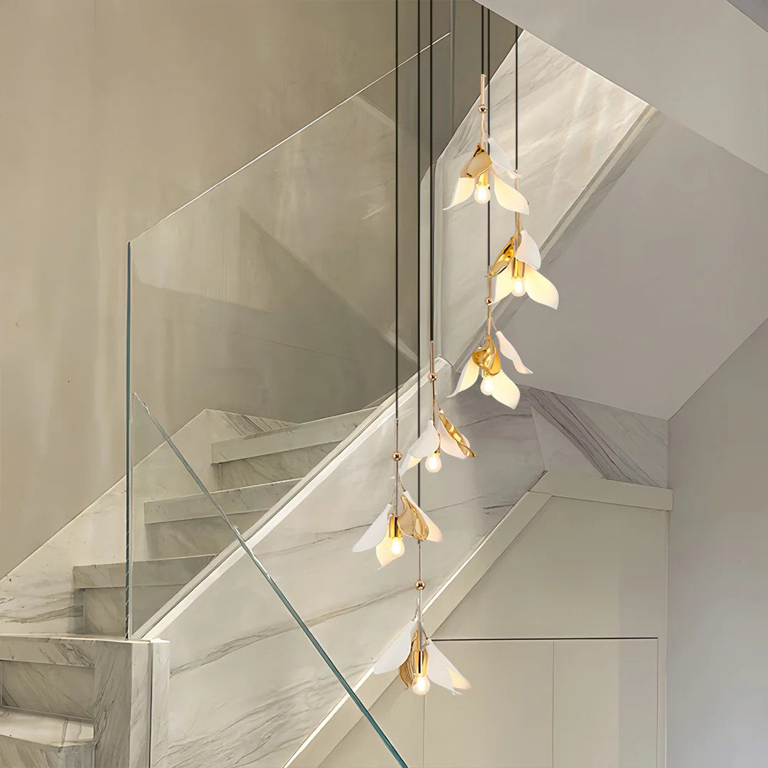 Staircase Chandelier Ideas Art Ceramic Flower Ceiling Light