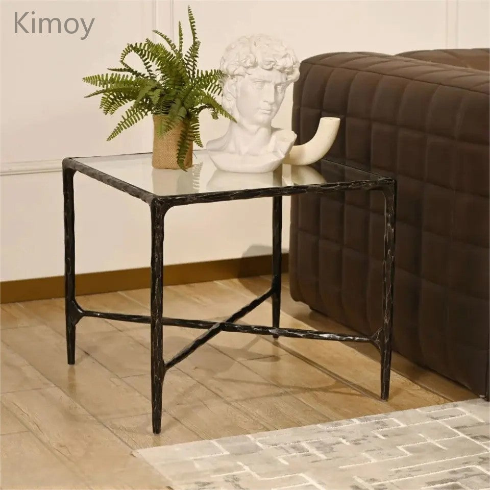 Thaddeus Glass Square Side Table 18" 22"