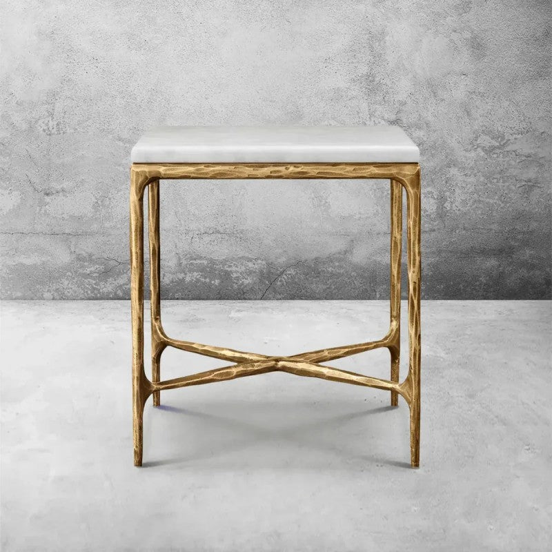 Thaddeus Mabrble Square Side Table 18" 22"