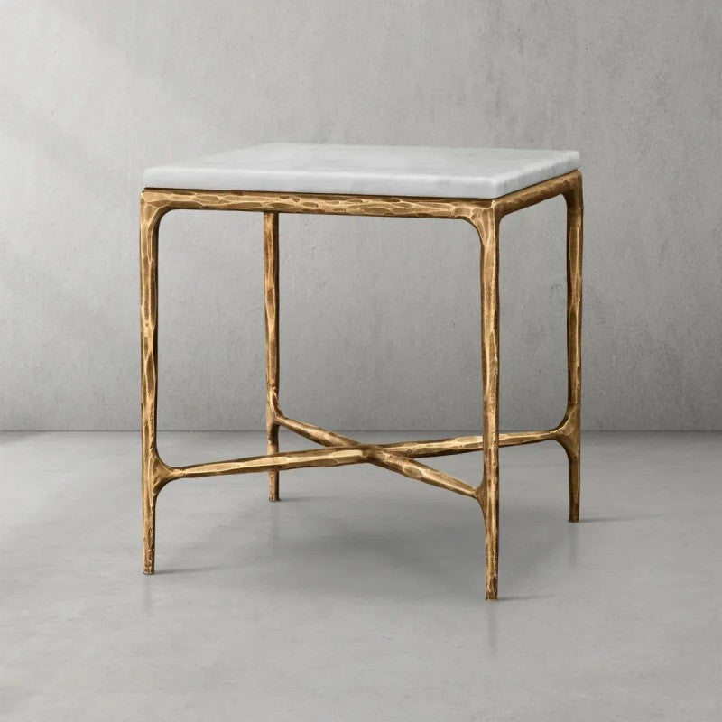 Thaddeus Mabrble Square Side Table 18" 22"