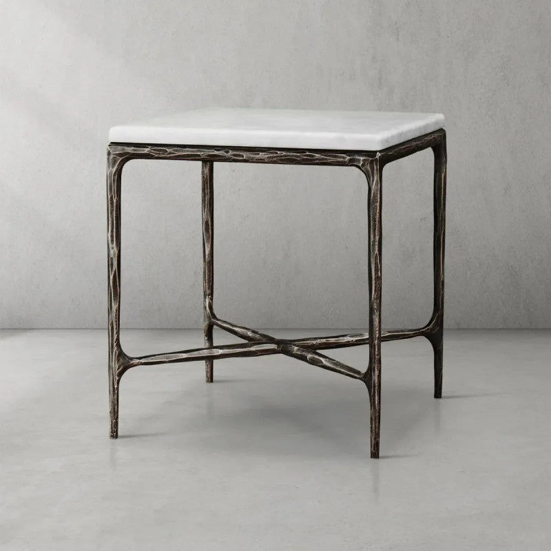 Thaddeus Mabrble Square Side Table 18" 22"