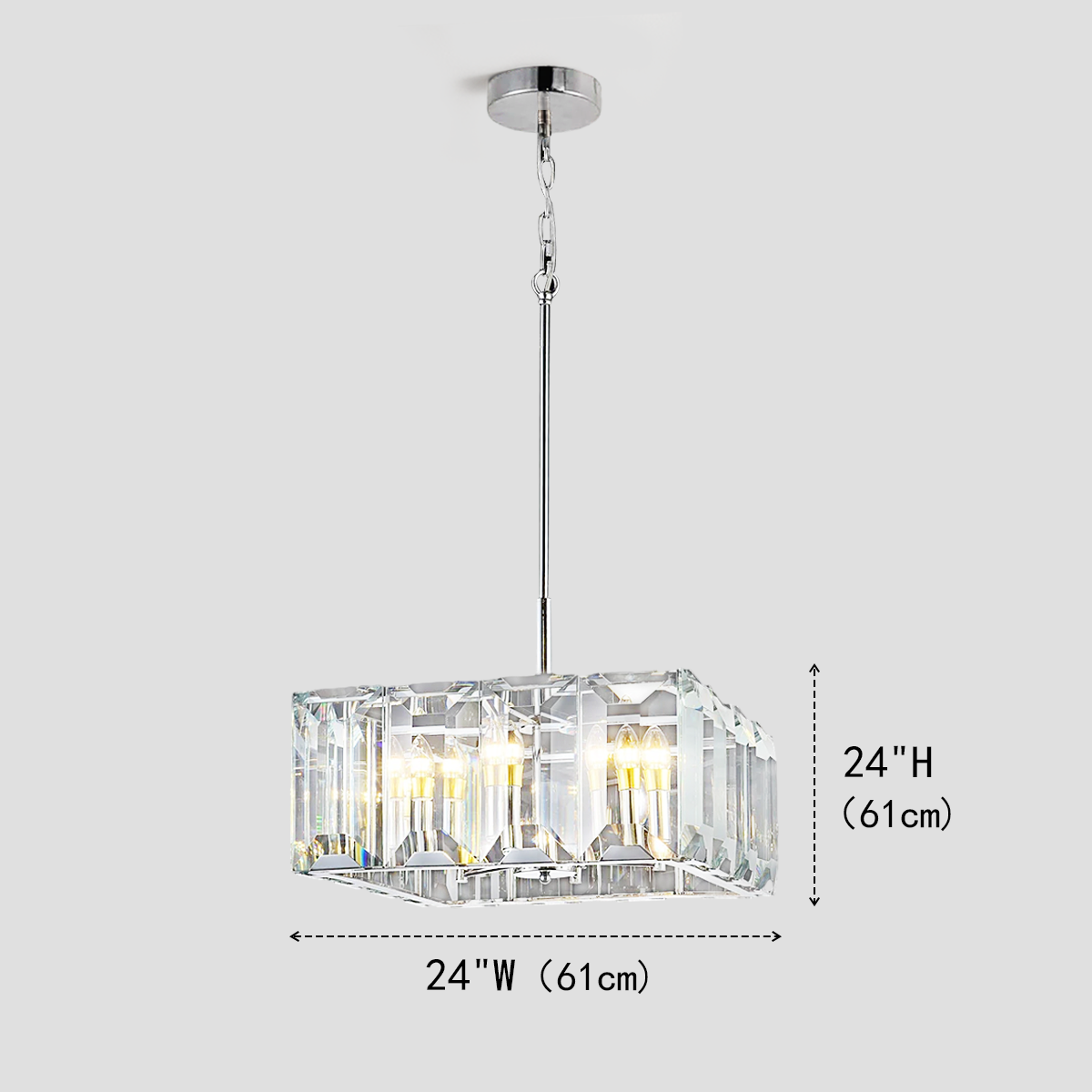 Kiko Crystal Square Chandelier 24"