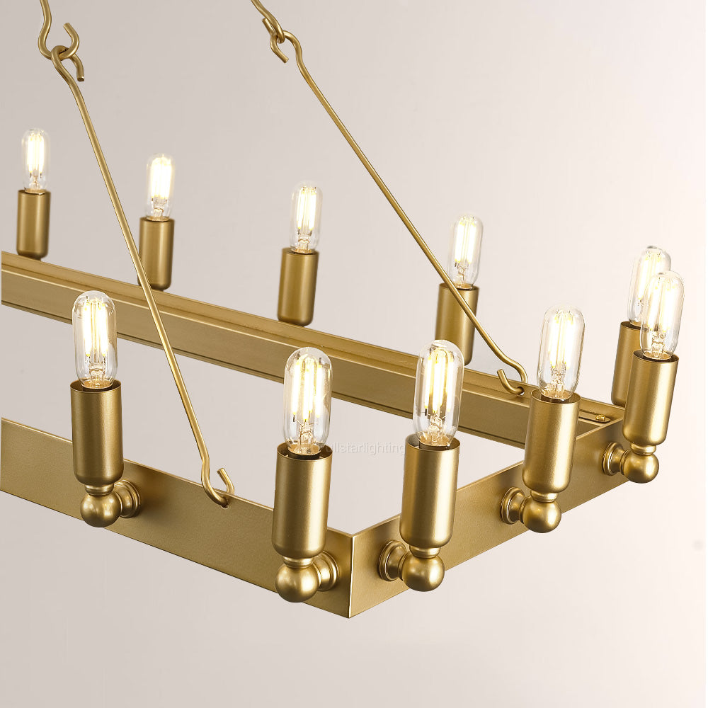 Cereak Vintage Filament Rectangular Chandelier