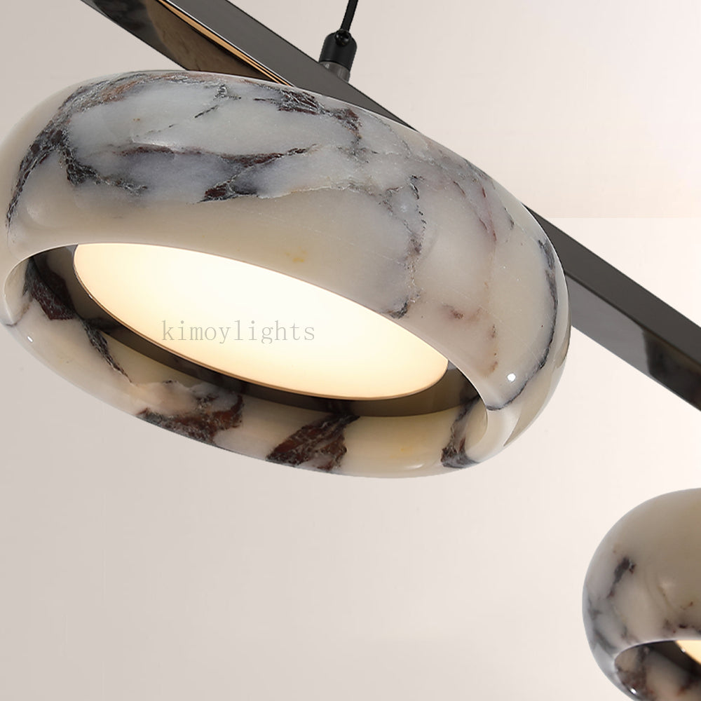 Vitrella 4-Head Linear Marble Disc Chandelier