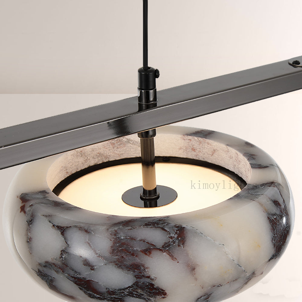 Vitrella 4-Head Linear Marble Disc Chandelier