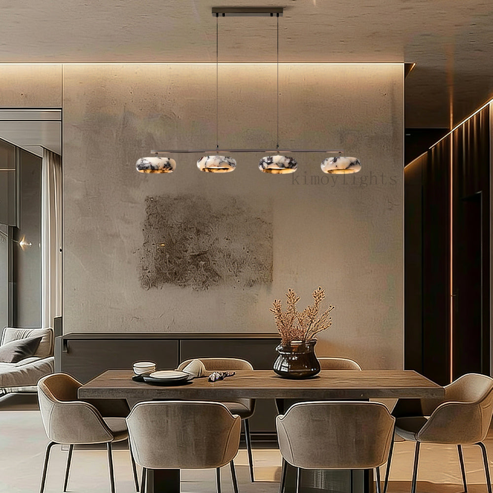 Vitrella 4-Head Linear Marble Disc Chandelier