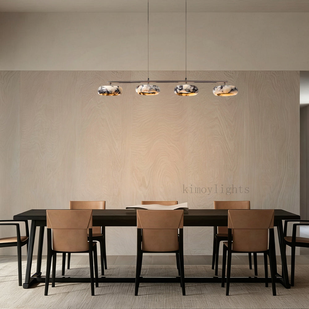 Vitrella 4-Head Linear Marble Disc Chandelier