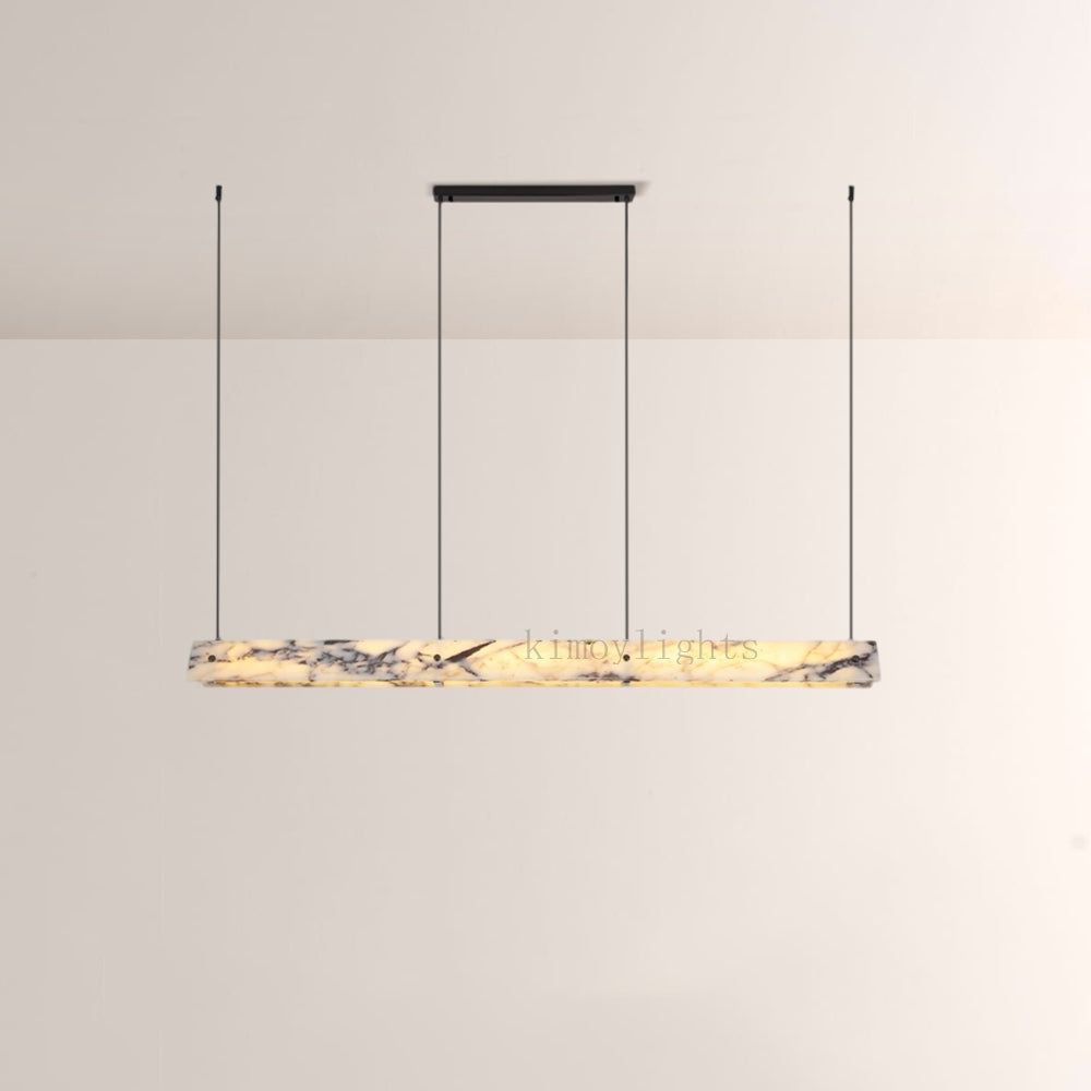Vitrella Adjustable-Height Linear Marble Chandelier