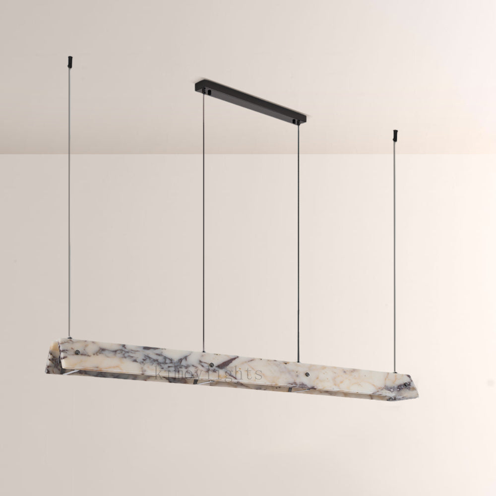 Vitrella Adjustable-Height Linear Marble Chandelier