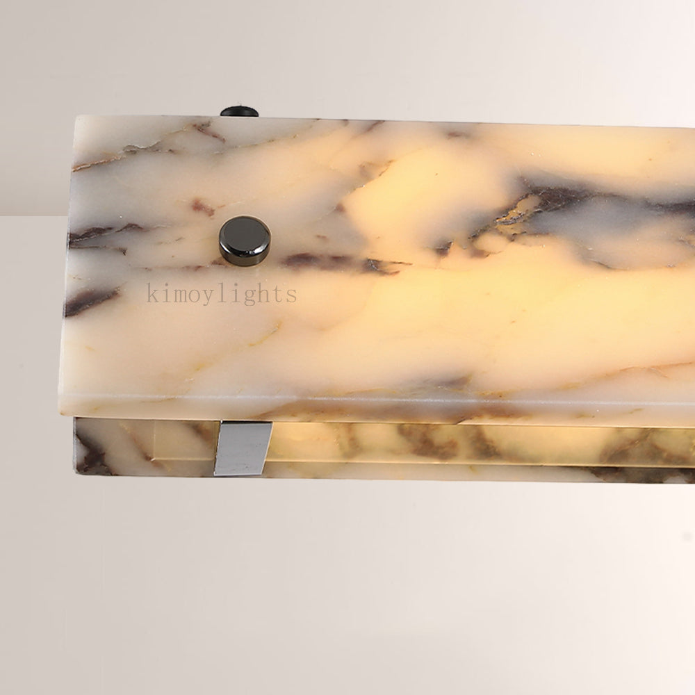 Vitrella Adjustable-Height Linear Marble Chandelier