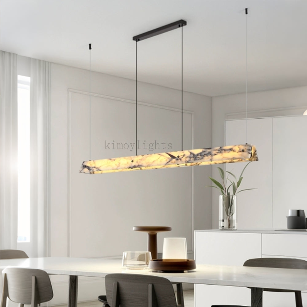 Vitrella Adjustable-Height Linear Marble Chandelier