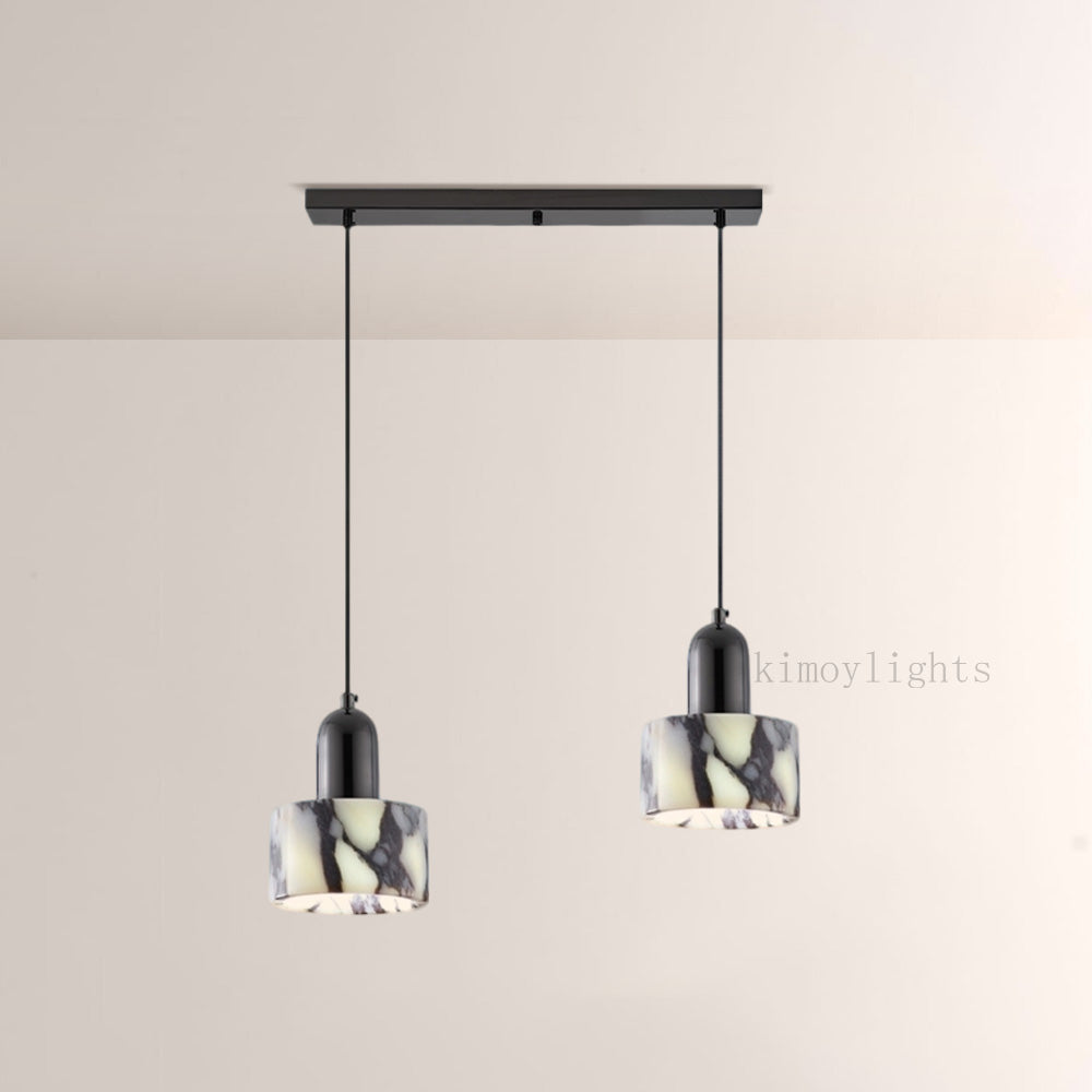 Vitrella Cream Marble-Effect Cylindrical Pendant(2/3-Head)