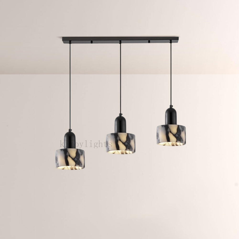 Vitrella Cream Marble-Effect Cylindrical Pendant(2/3-Head)