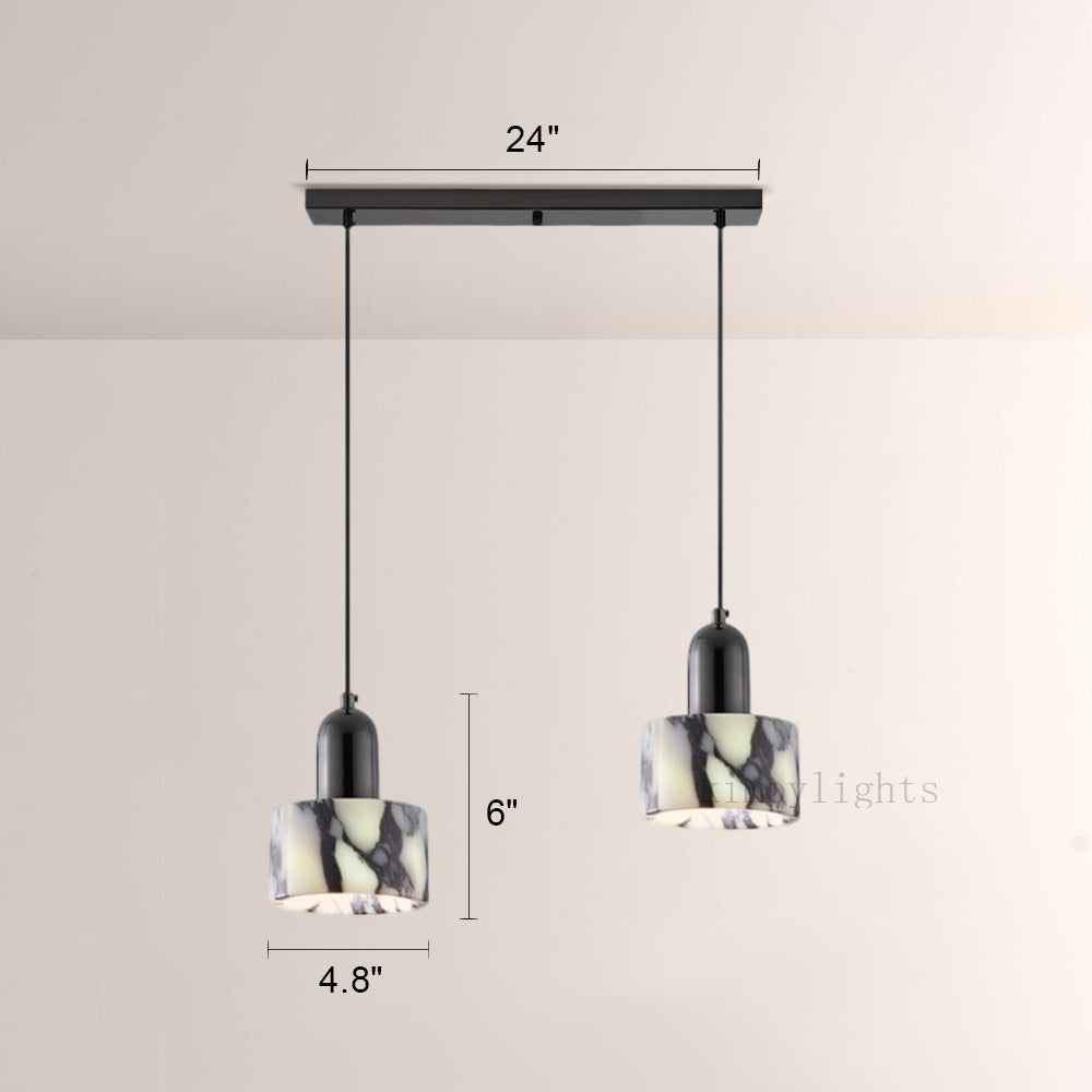 Vitrella Cream Marble-Effect Cylindrical Pendant(2/3-Head)