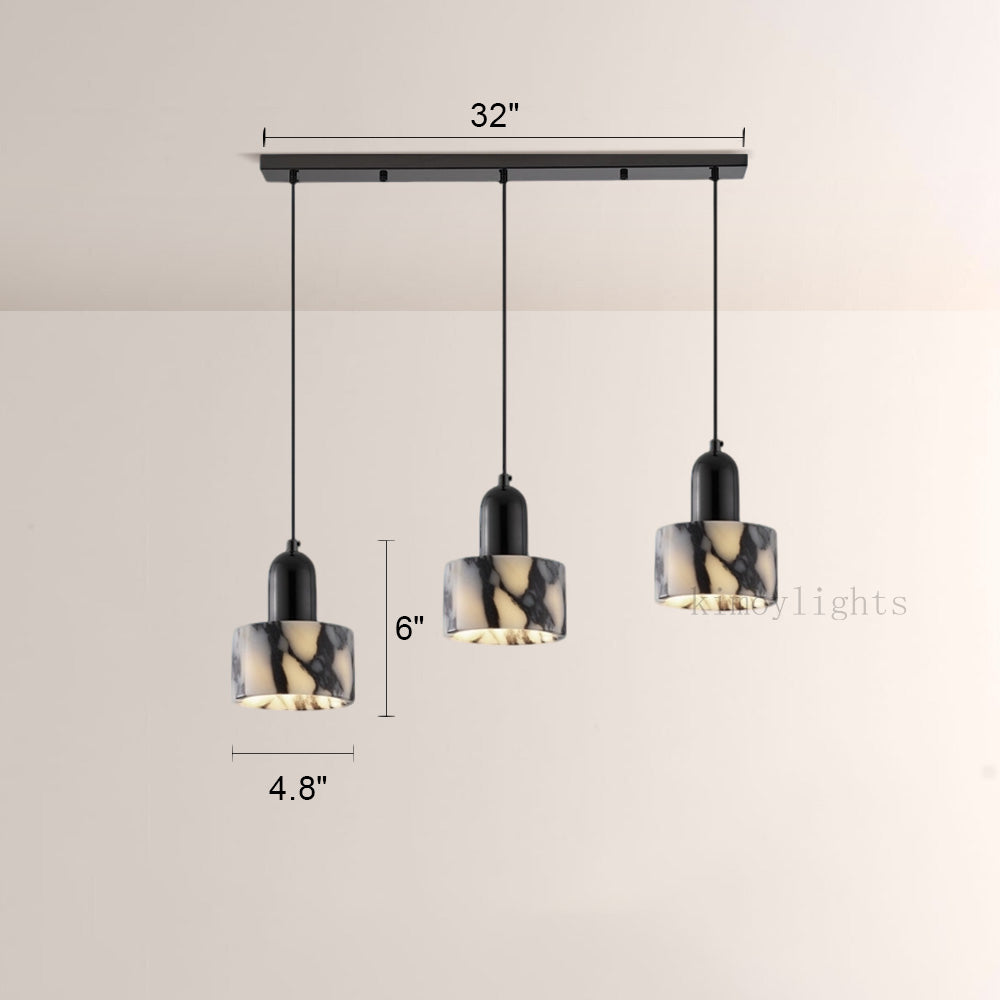 Vitrella Cream Marble-Effect Cylindrical Pendant(2/3-Head)
