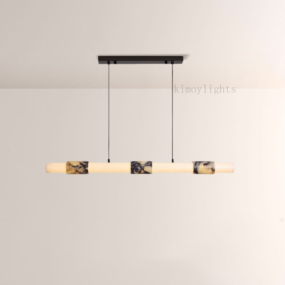 Vitrella Cylindrical Marble-Accent Linear Chandelier