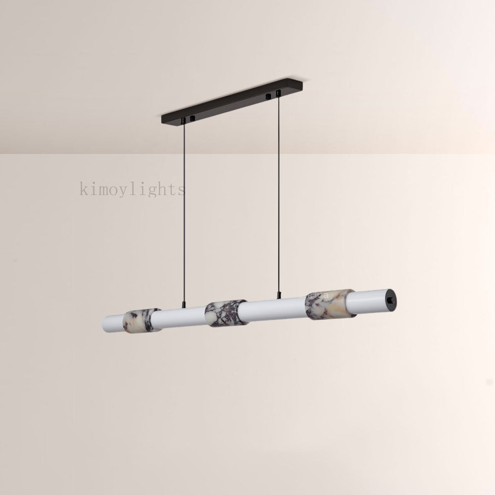Vitrella Cylindrical Marble-Accent Linear Chandelier