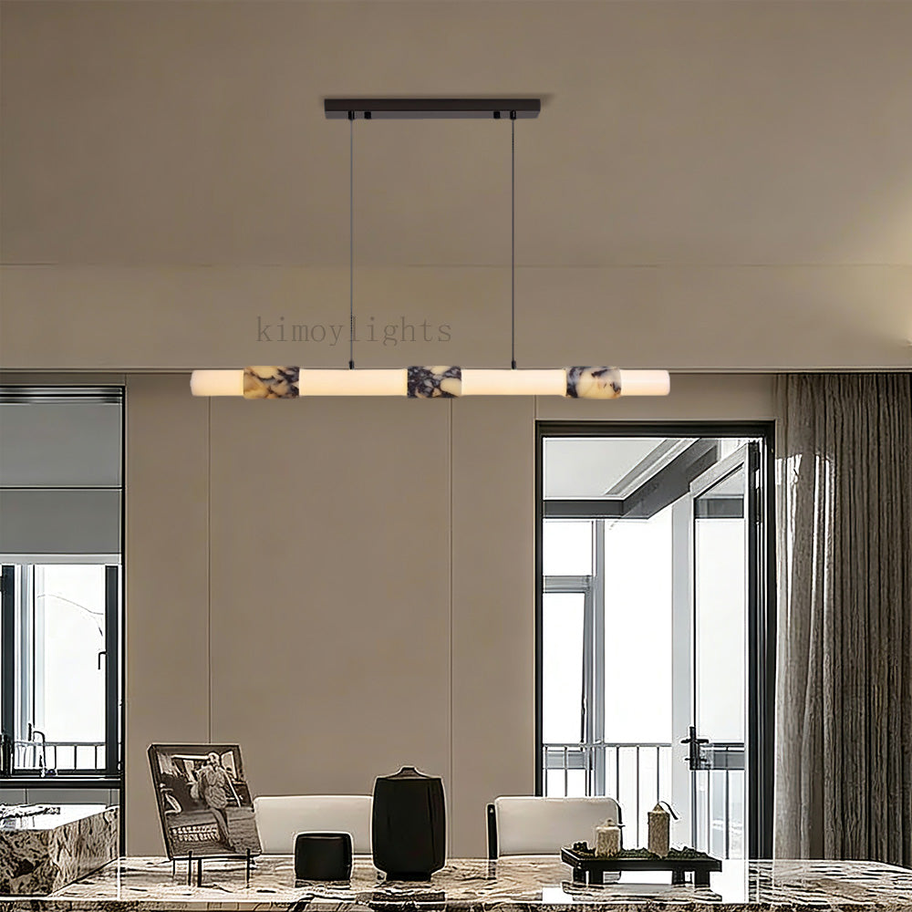 Vitrella Cylindrical Marble-Accent Linear Chandelier