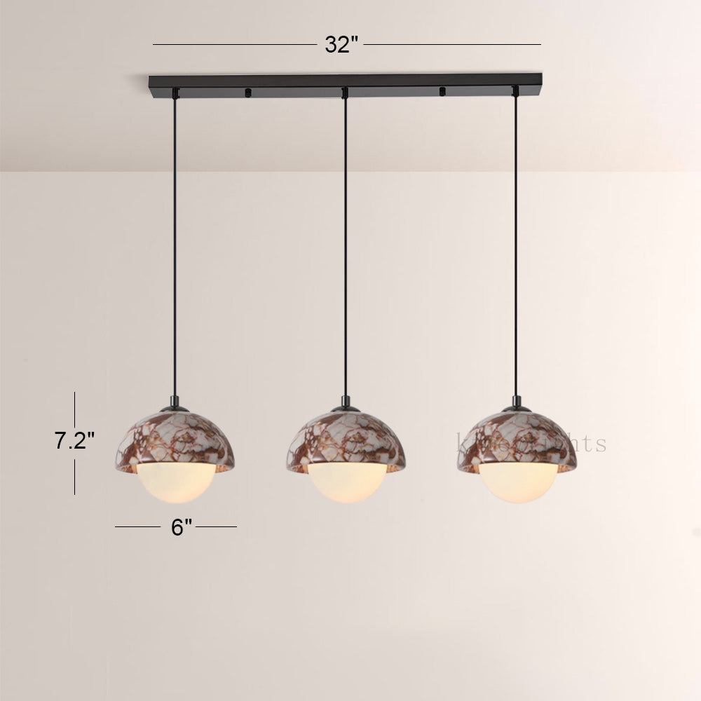 Vitrella Dome-Shade Marble Pendant(1/3-Head)