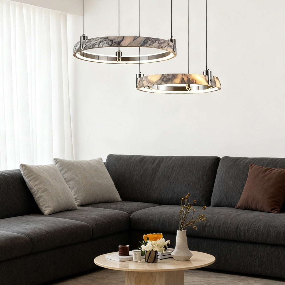 Vitrella Double-Ring Marble Chandelier