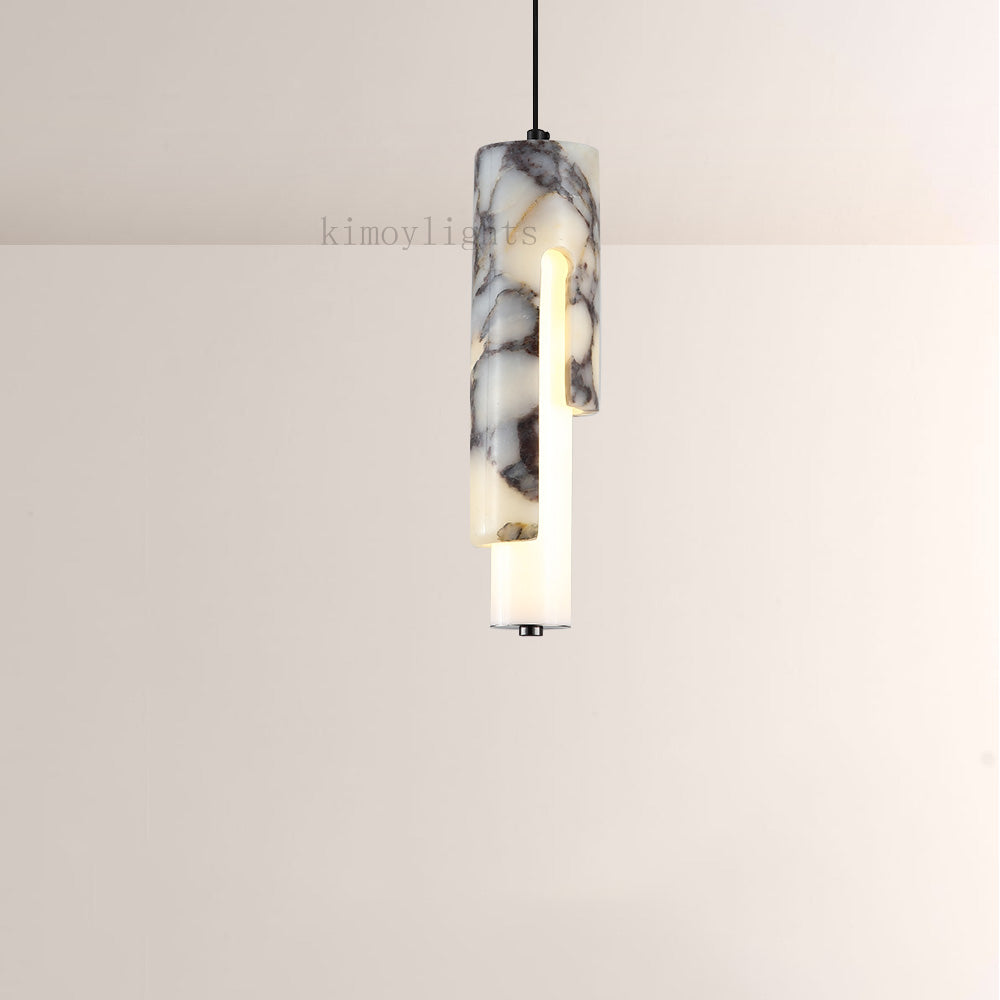 Vitrella Layered Cylindrical Marble Pendant