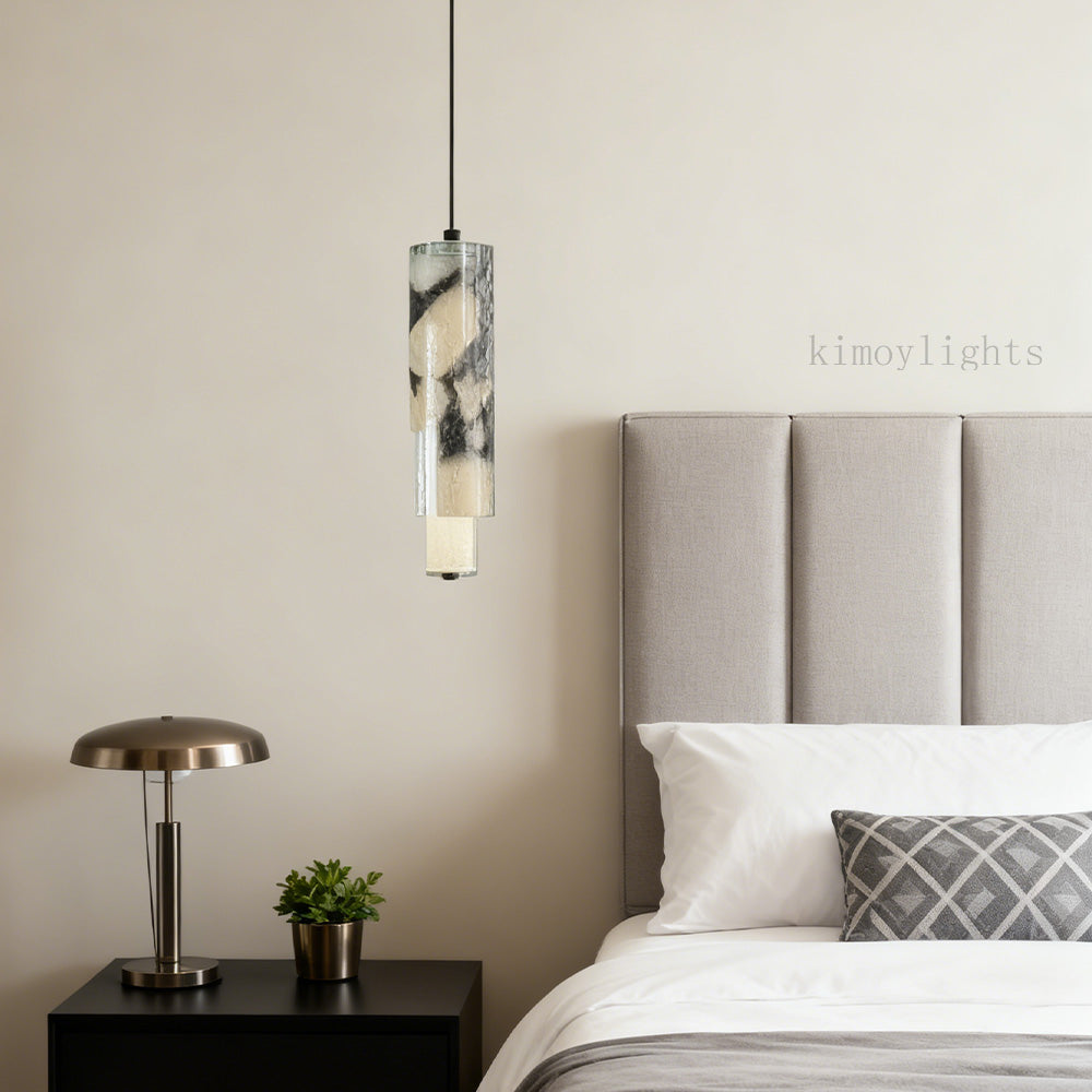 Vitrella Layered Cylindrical Marble Pendant