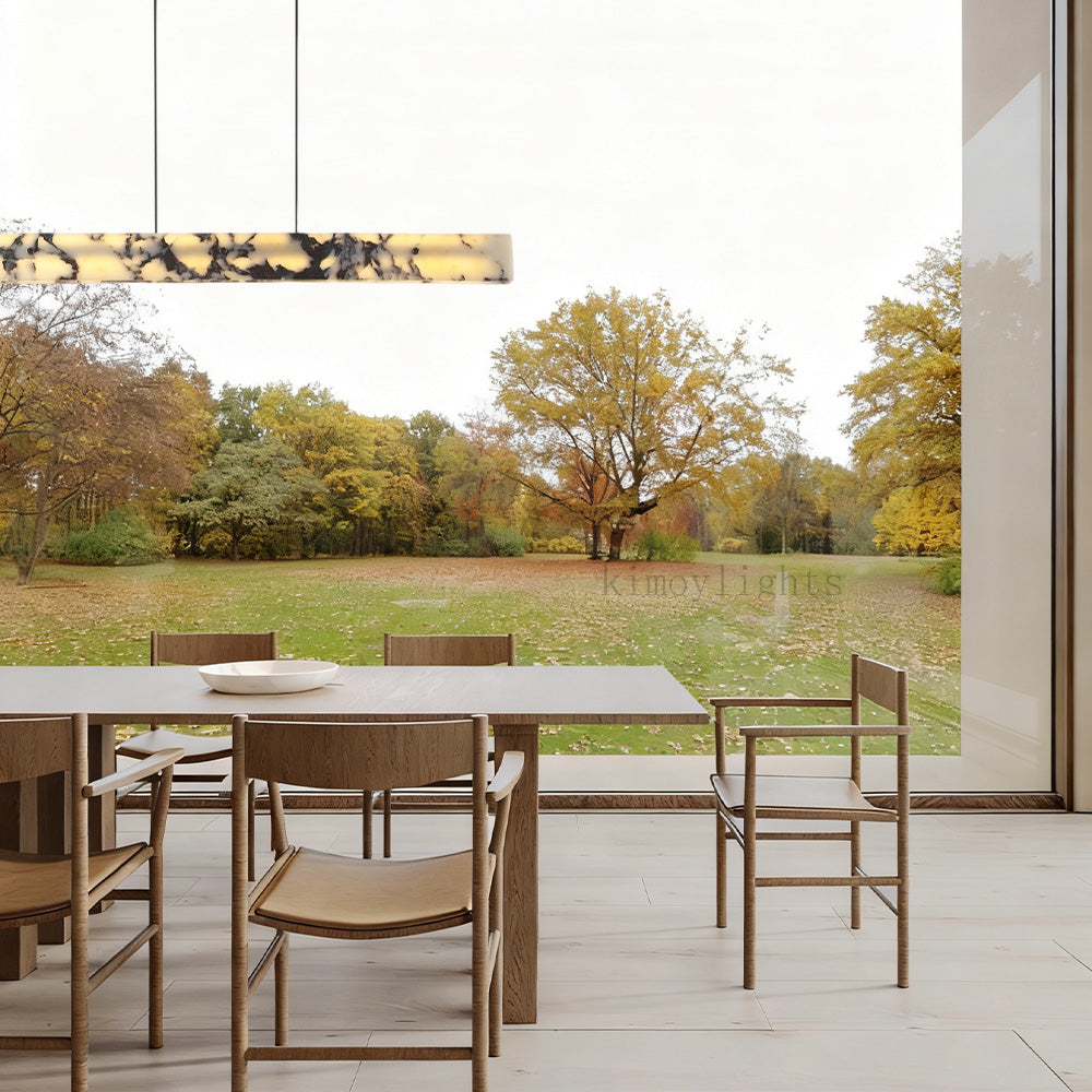 Vitrella Linear Marble-Effect Chandelier