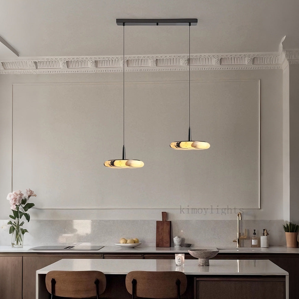 Vitrella Low-Profile Marble-Effect Linear Pendant(1/2/3-Head)