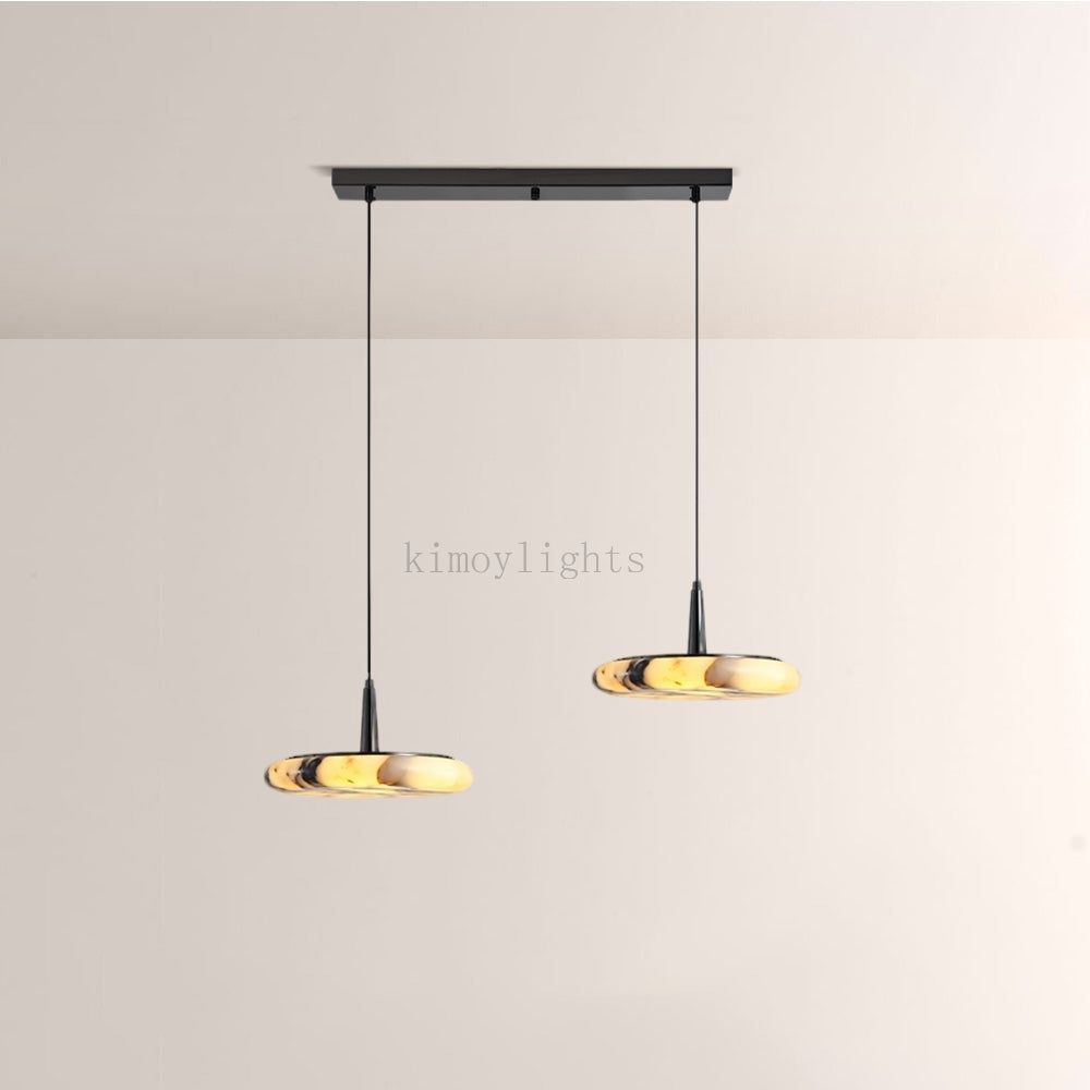 Vitrella Low-Profile Marble-Effect Linear Pendant(1/2/3-Head)