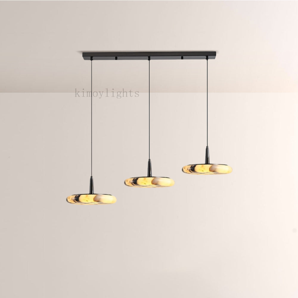 Vitrella Low-Profile Marble-Effect Linear Pendant(1/2/3-Head)