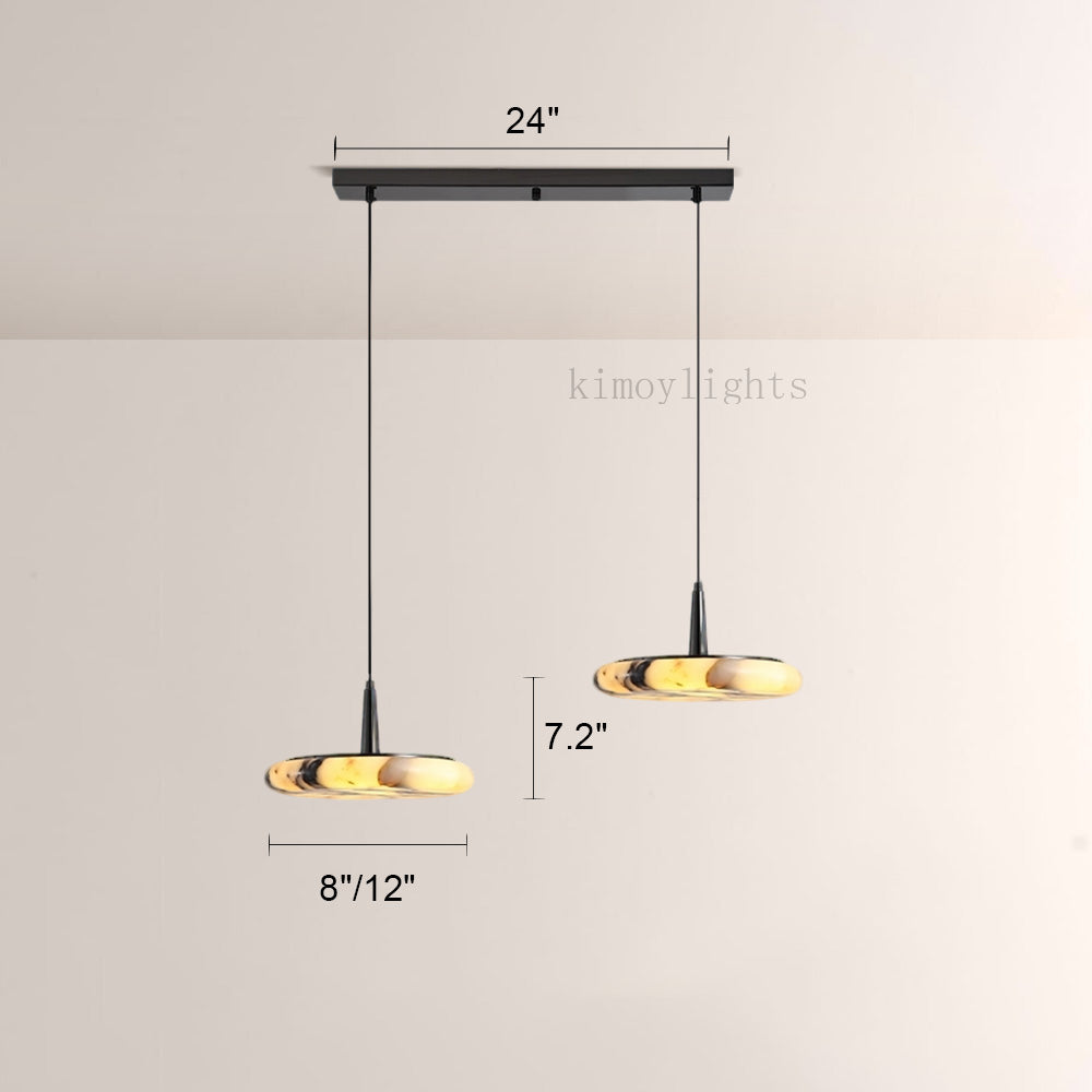 Vitrella Low-Profile Marble-Effect Linear Pendant(1/2/3-Head)