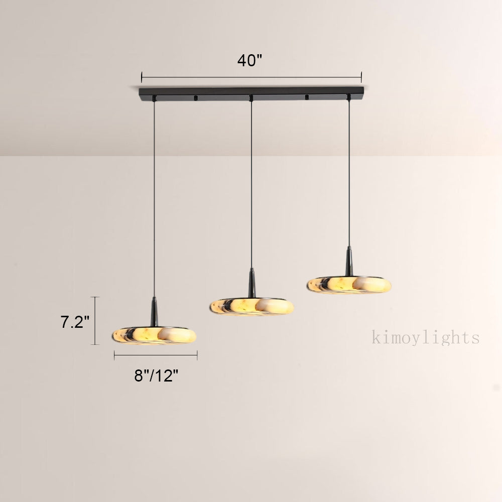 Vitrella Low-Profile Marble-Effect Linear Pendant(1/2/3-Head)