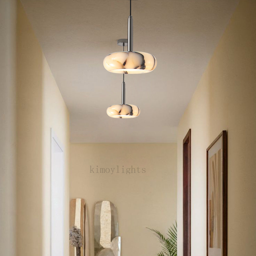 Vitrella Oval-Marble Disc Pendant