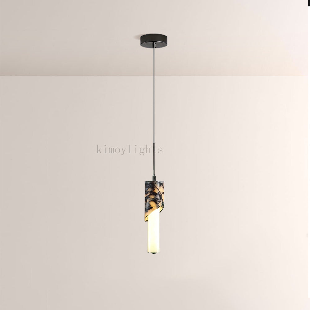 Vitrella Sculpted Marble-Wrap Cylinder Pendant