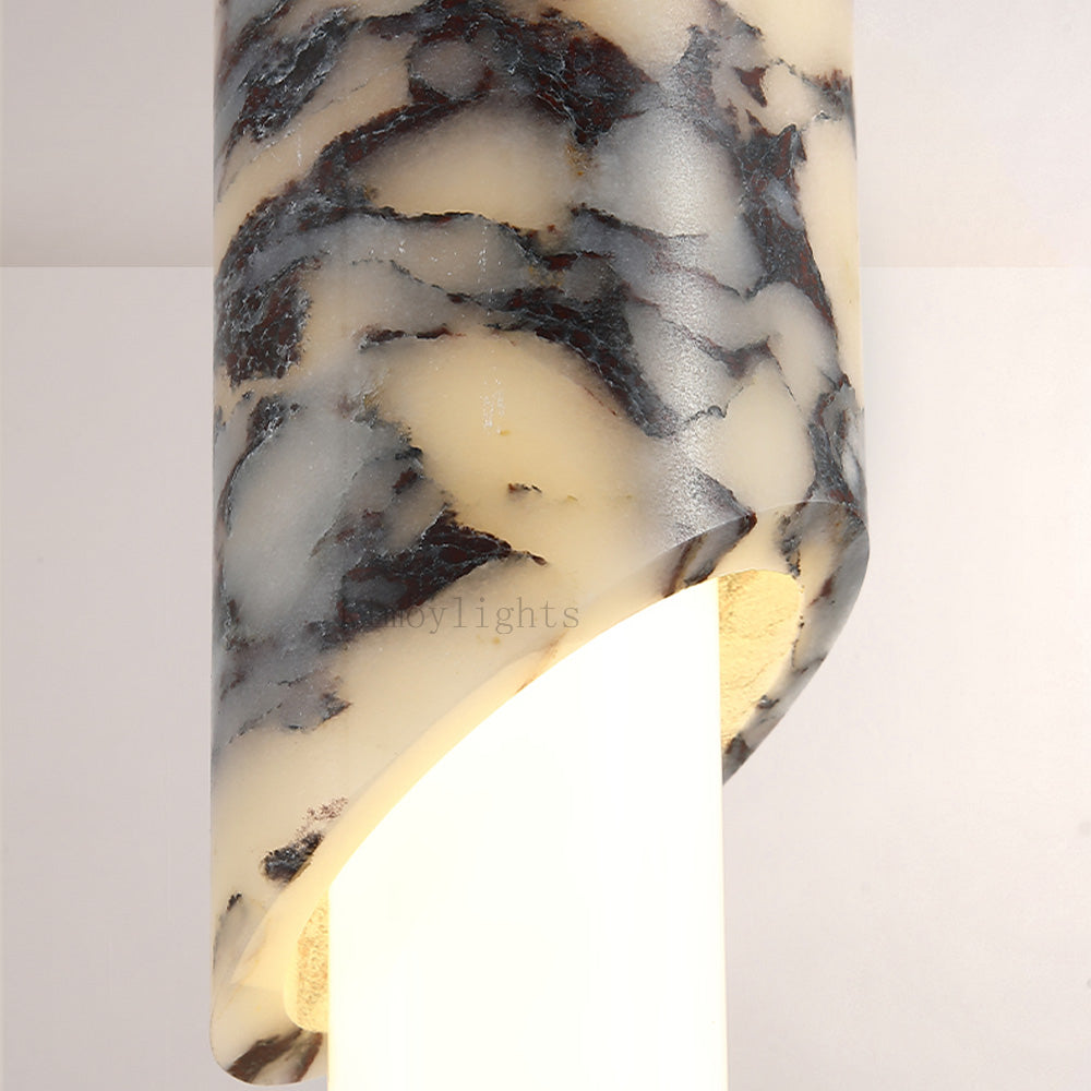 Vitrella Sculpted Marble-Wrap Cylinder Pendant