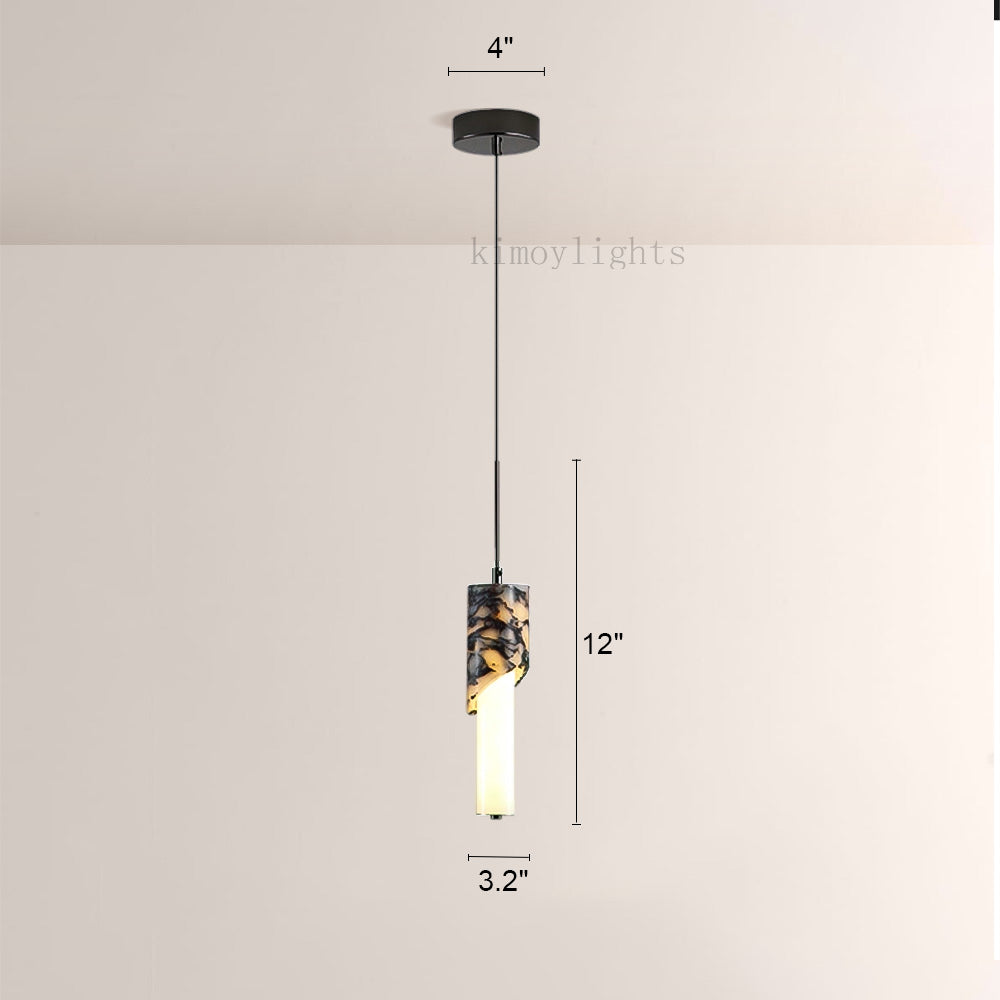 Vitrella Sculpted Marble-Wrap Cylinder Pendant