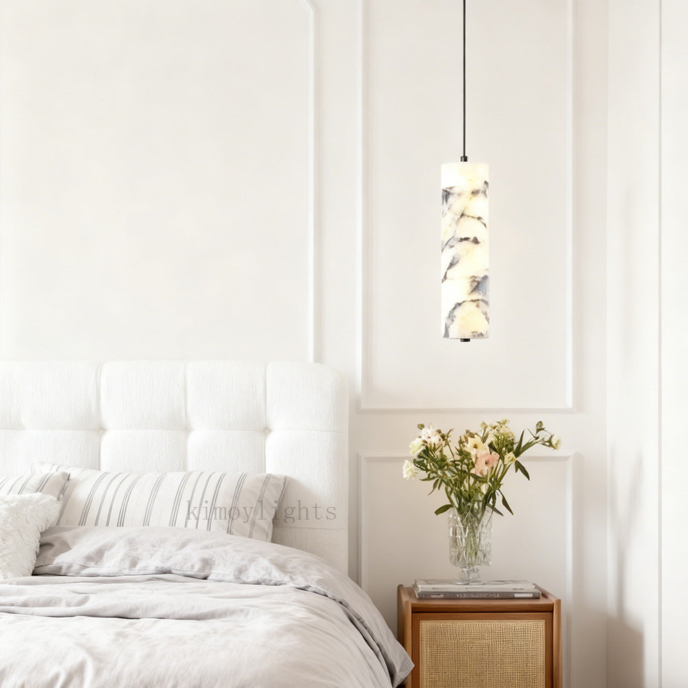 Vitrella Tall Cylinder Marble Pendant