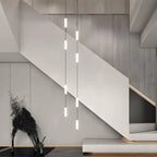 White Long Tube Multi Light Staircase Chandelier