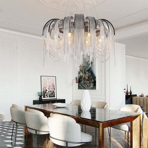 Alisa Luxury Aluminum Chain Tassel Chandelier - kimoylights