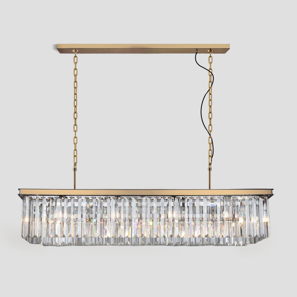 1920s Olion Single-Tier Rectangular Crystal Rod Chandelier