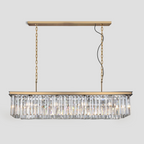 1920s Olion Single-Tier Rectangular Crystal Rod Chandelier