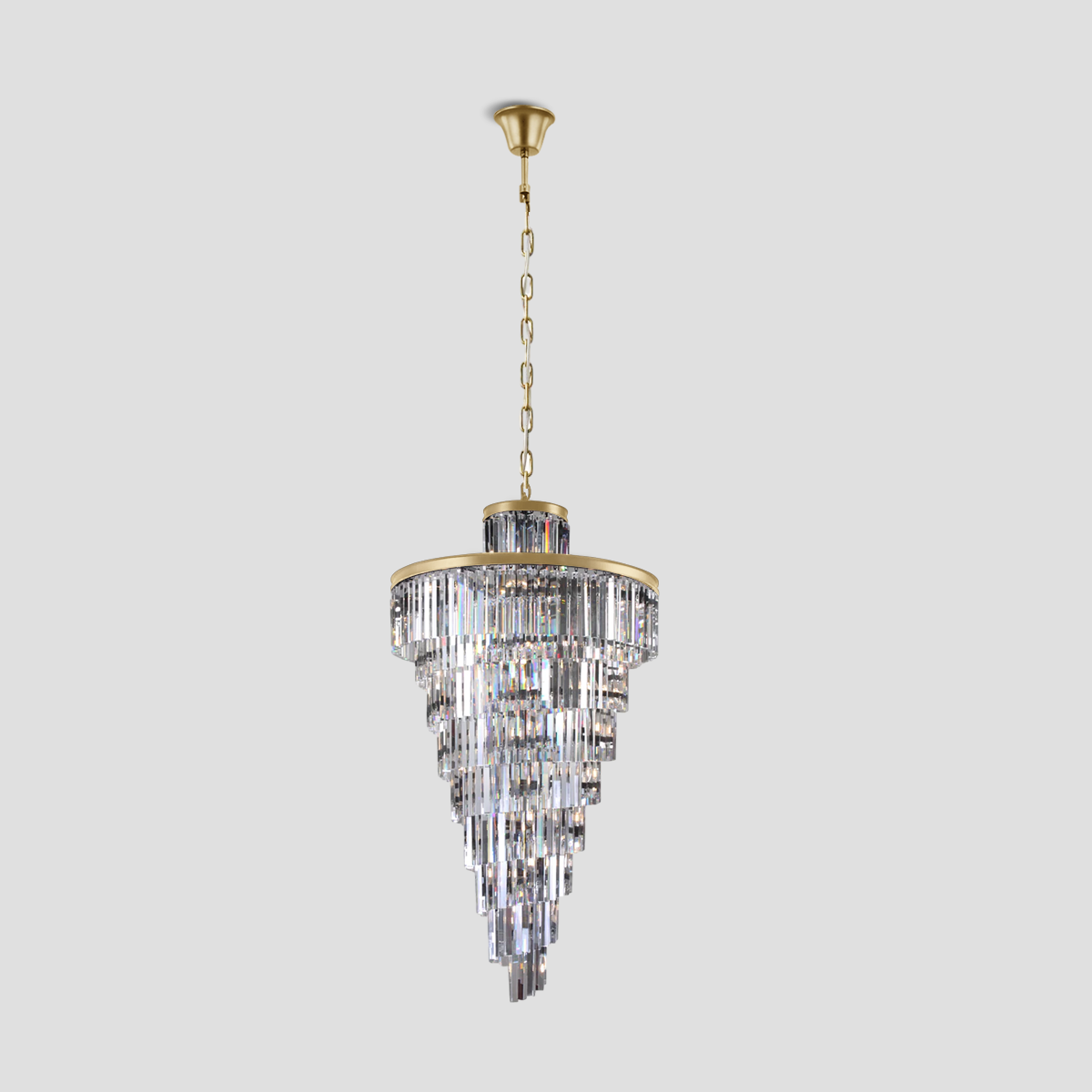 1920s Olion Multi-Tiered/ Layered Crystal Rod Chandelier
