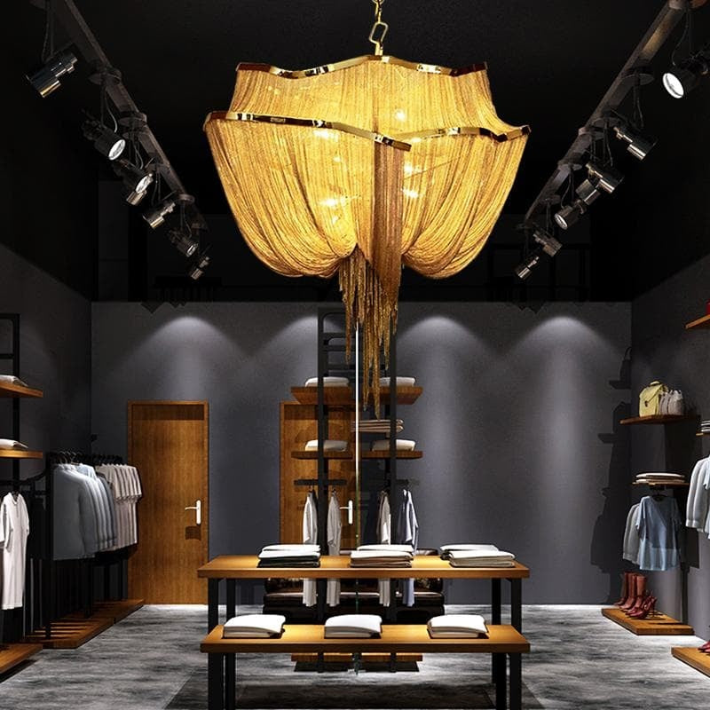 Alisa Luxury Double-Layer Aluminum Chain Tassel Chandelier - kimoylights