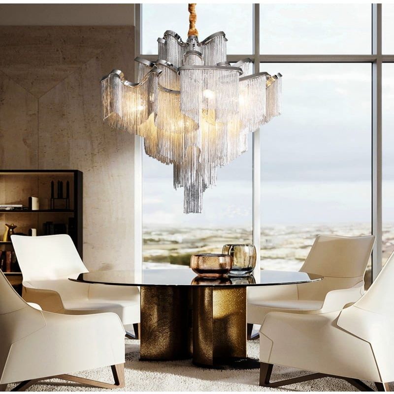 Alisa Luxury Flower Chain Tassel Chandelier - kimoylights