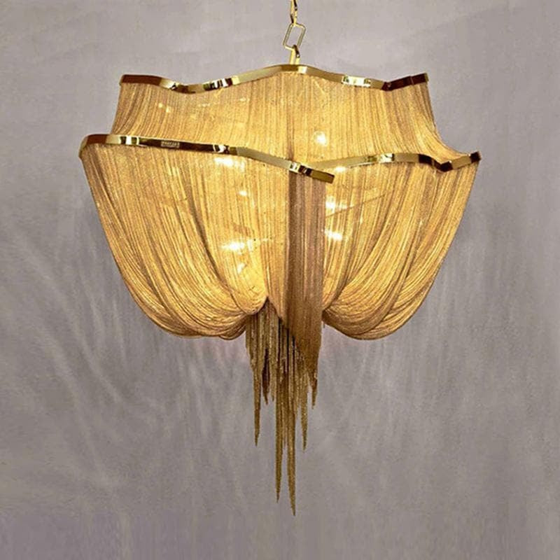 Alisa Luxury Double-Layer Aluminum Chain Tassel Chandelier  - kimoylights